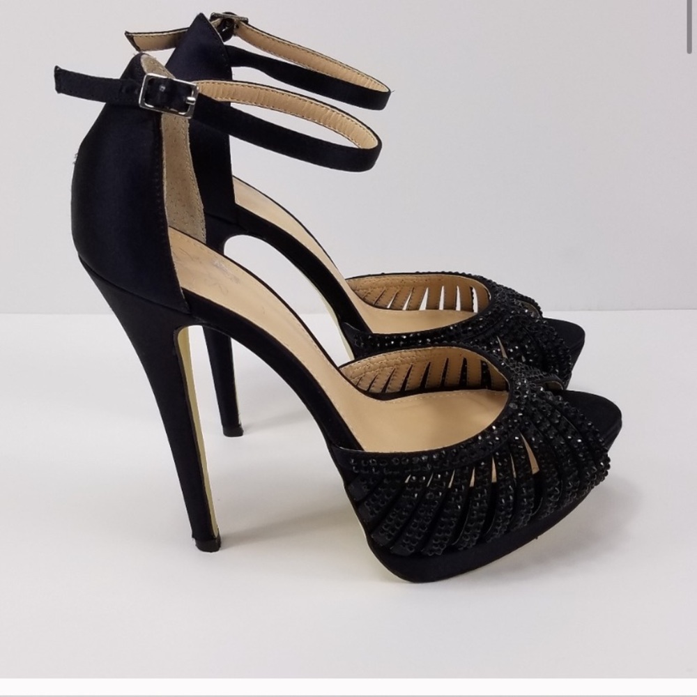 Colin Stuart studded peep toe heels
